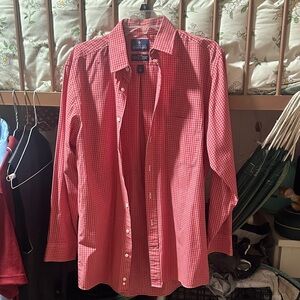 Stafford Men's Red Gingham Button Down Shirt